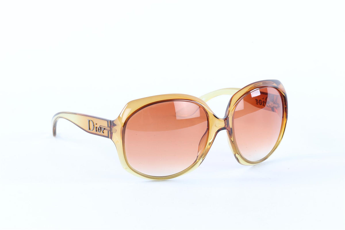 CHRISTIAN DIOR YELLOW SQUARE FRAME ACETATE SUNGLASSES