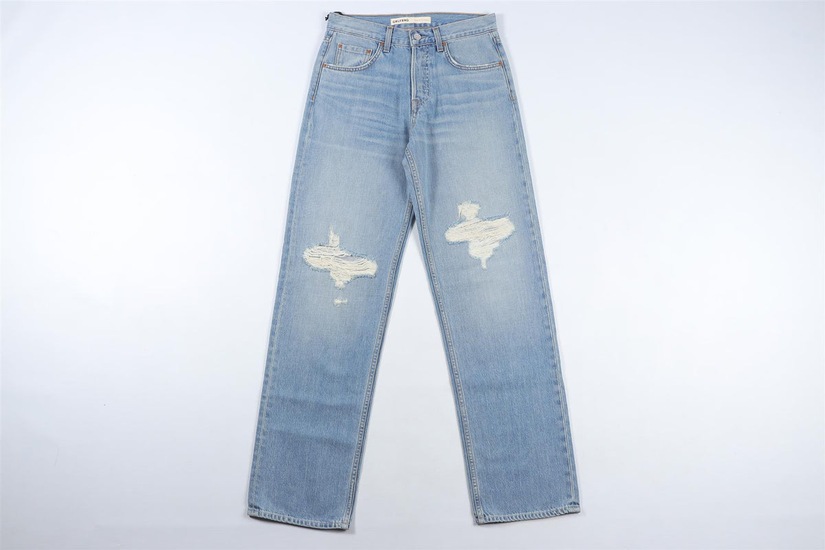 GRLFRND BLUE HIGH RISE STRAIGHT LEG JEANS W24 UK 6