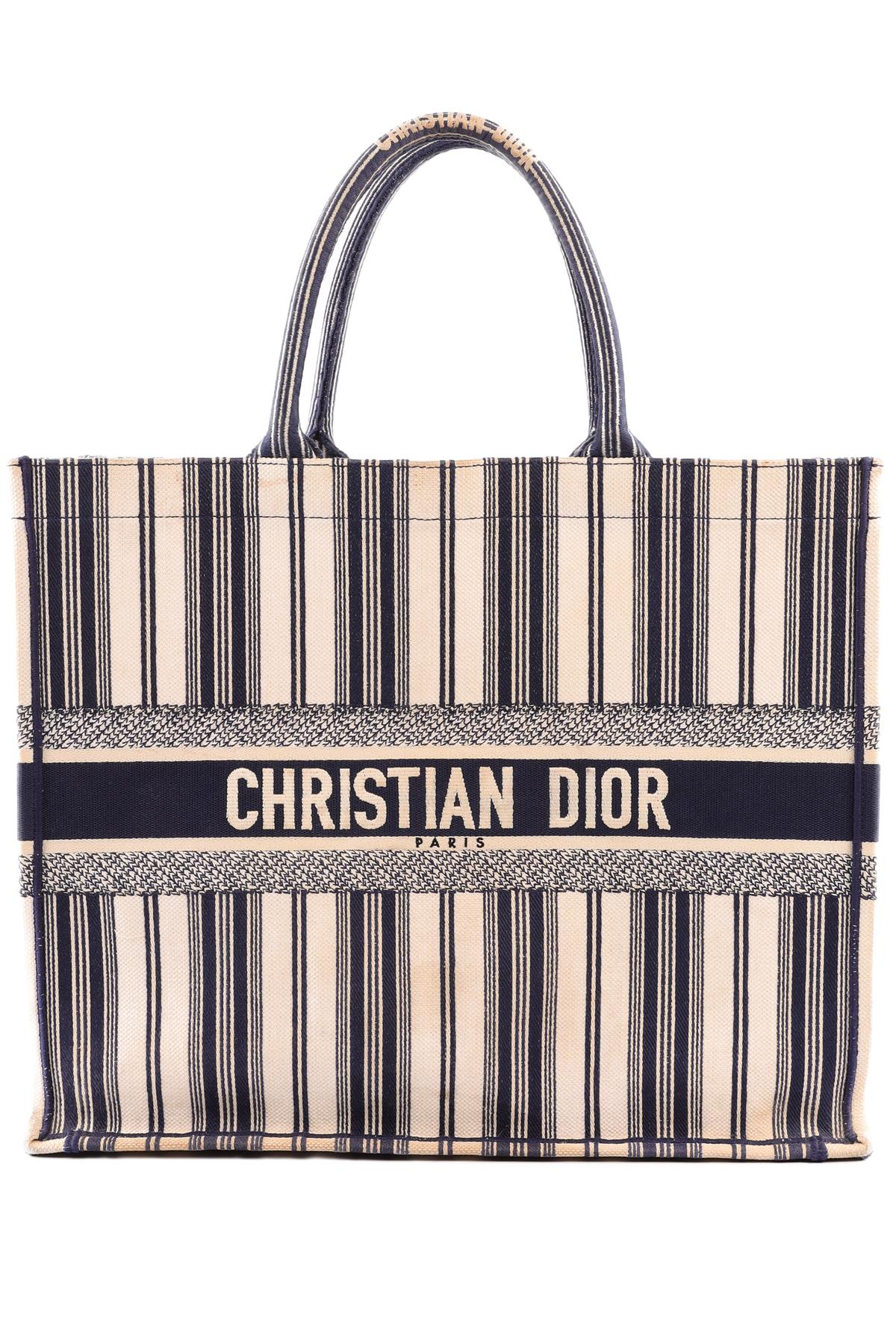CHRISTIAN DIOR NAVY BOOK LARGE DIORIVIERA CANVAS TOTE BAG