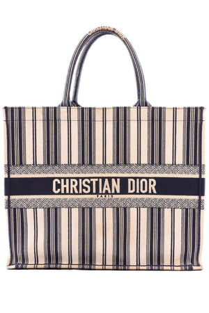 CHRISTIAN DIOR NAVY BOOK LARGE DIORIVIERA CANVAS TOTE BAG