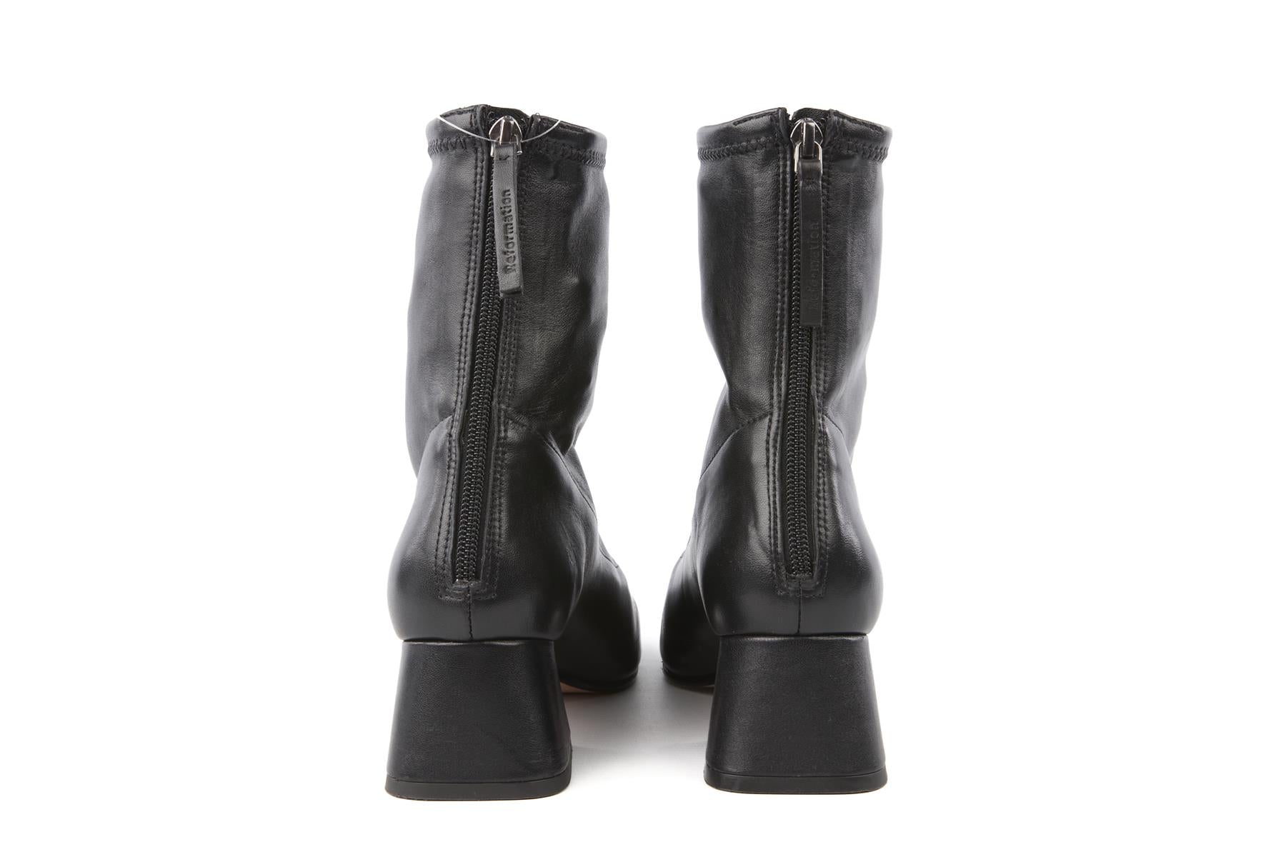 REFORMATION BLACK LEATHER ANKLE BOOTS US 7.5 UK 4.5 EU 37.5