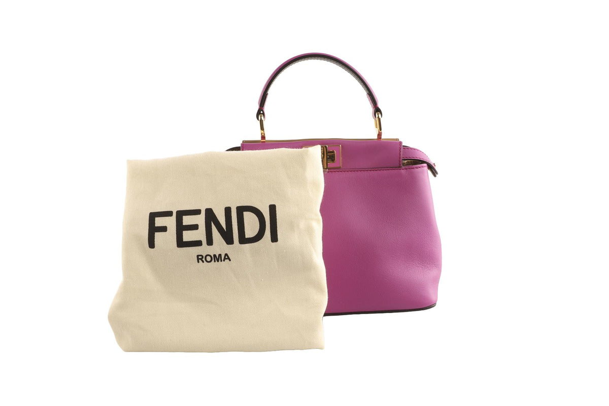 FENDI PINK PEEKABOO MINI BICOLOR LEATHER TOTE BAG