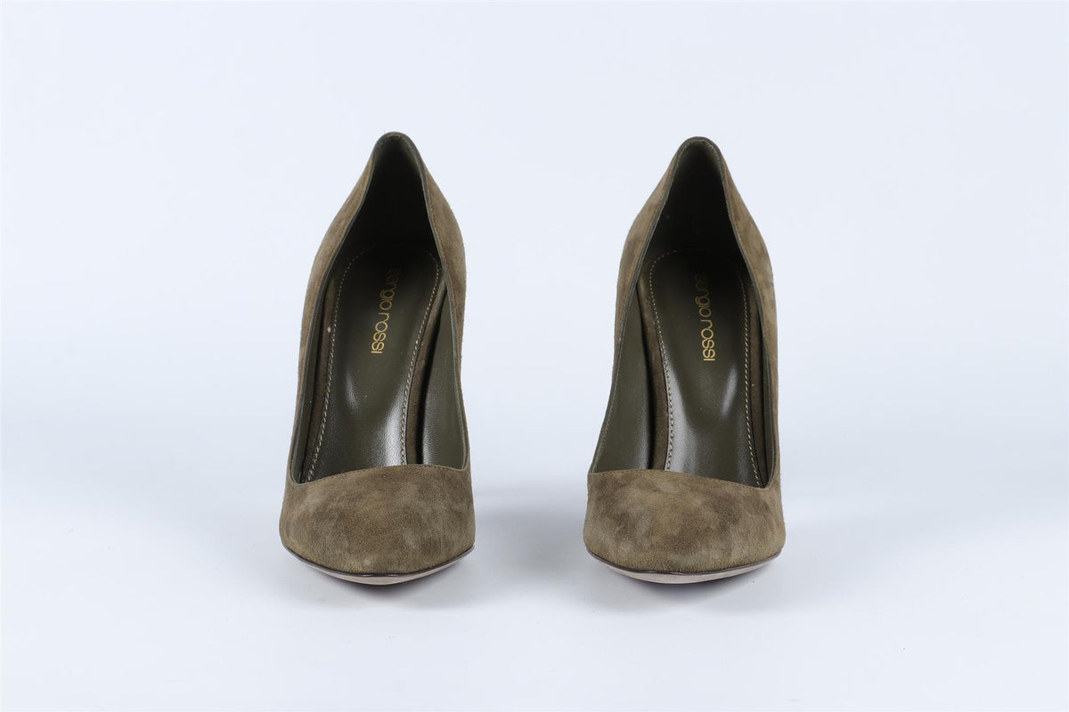 SERGIO ROSSI GREEN SUEDE PUMPS EU 38.5 UK 5.5 US 8.5
