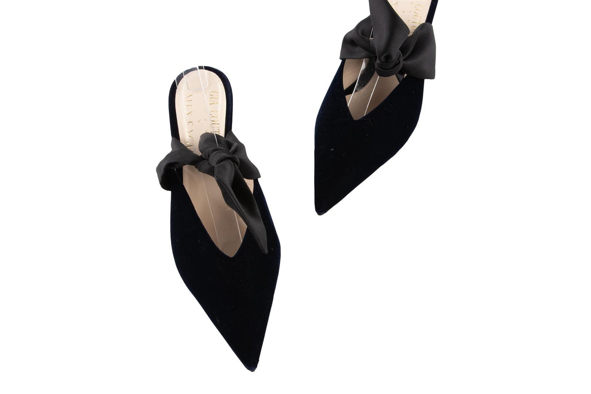 GIA COUTURE + ALEX EAGLE NAVY VELVET PUMPS EU 39 UK 6 US 9