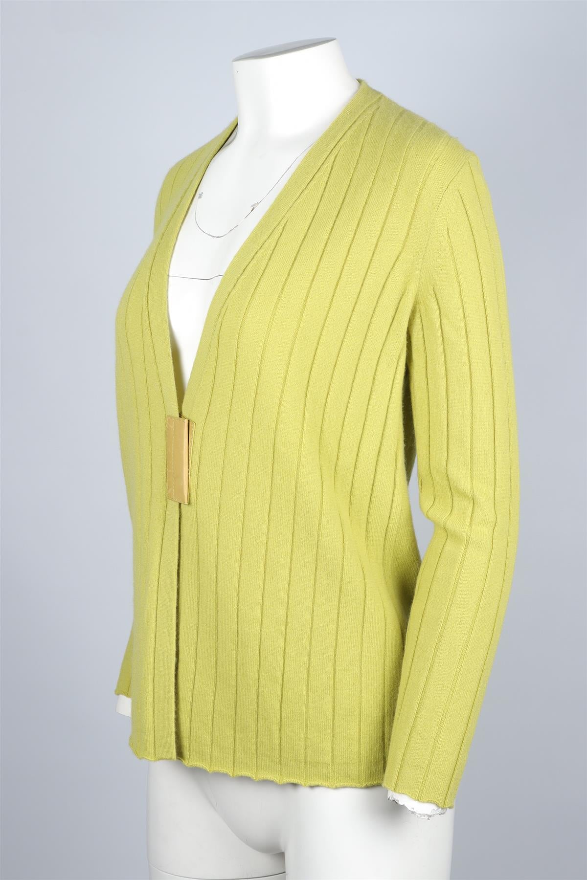 LAFAYETTE 148 GREEN CASHMERE CARDIGAN SMALL