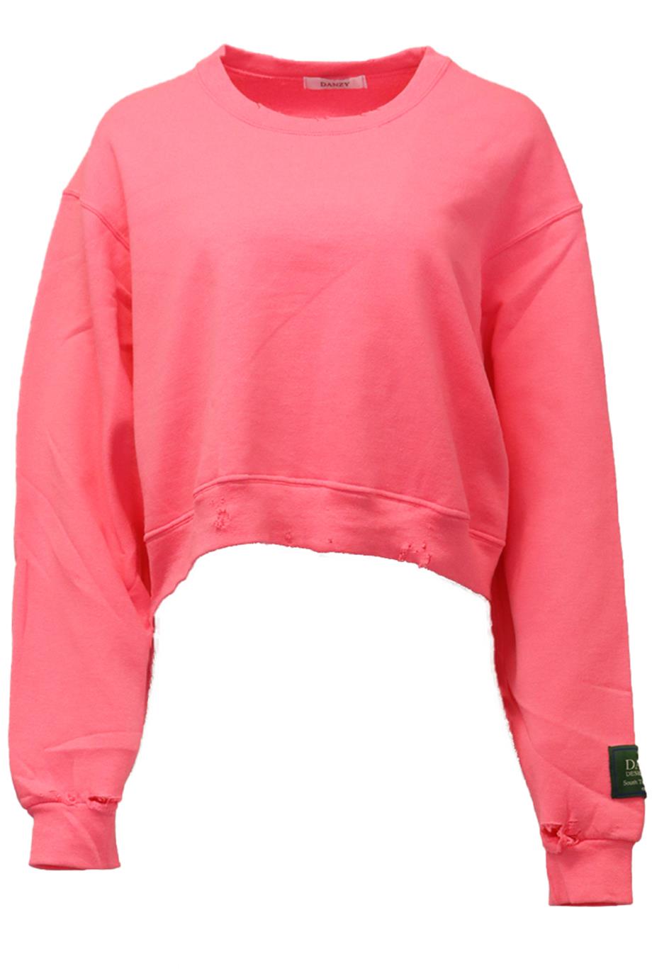 DANZY DISTRESSED COTTON JERSEY SWEATSHIRT LARGE