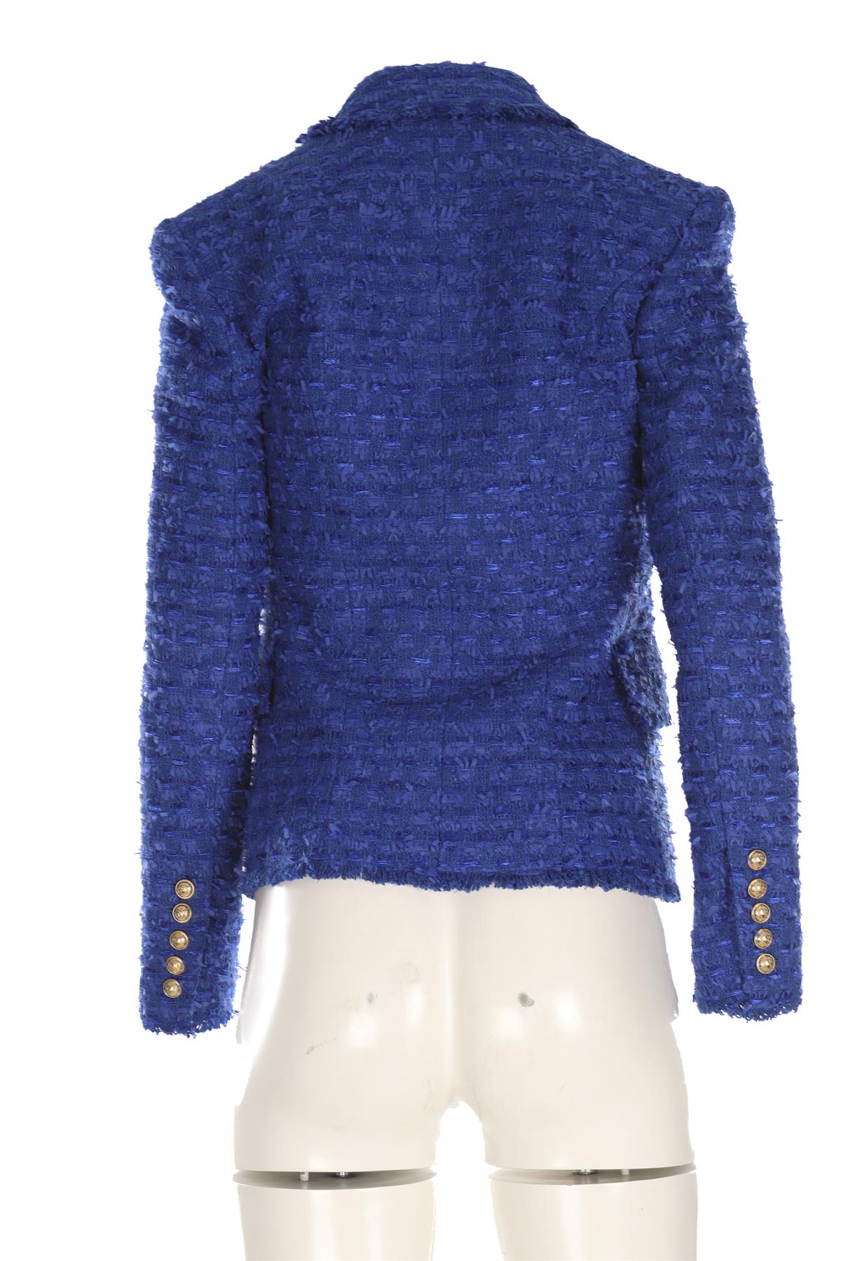 BALMAIN BLUE TWEED BLAZER FR 36 UK 8