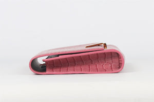 SMYTHSON OF BOND STREET PINK CROC EFFECT LEATHER TRAVEL WALLET