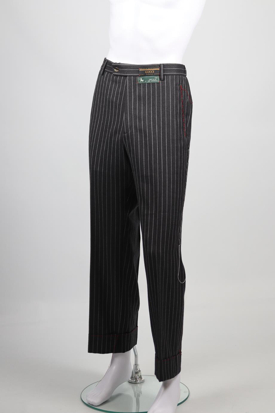 GUCCI MEN'S STRIPED WOOL BLEND STRAIGHT LEG PANTS IT 50 UK/US WAIST 34