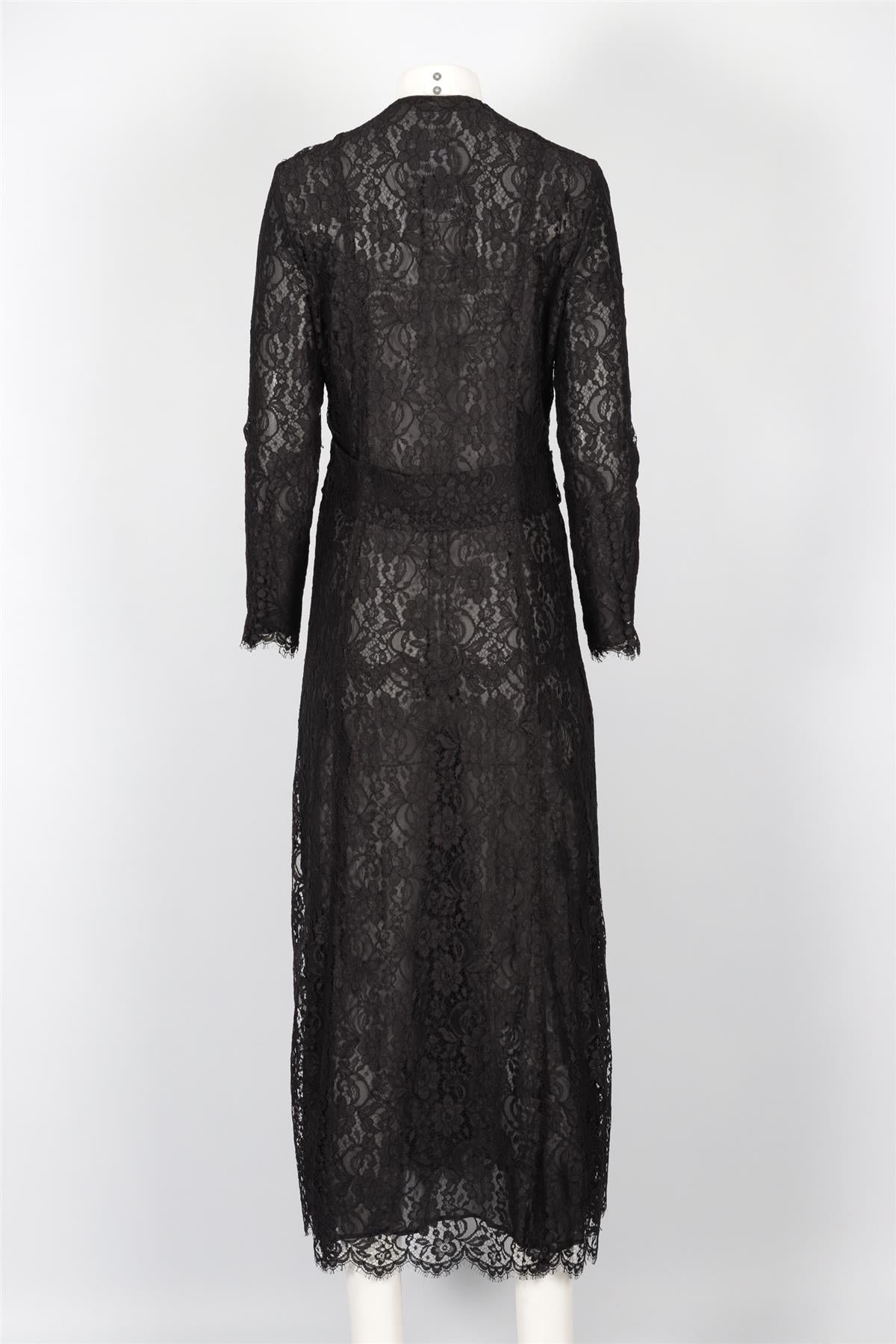 ALESSANDRA RICH BLACK LACE MAXI DRESS IT 44 UK 12