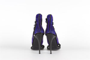 GIUSEPPE ZANOTTI BLACK CRYSTAL AND SUEDE SANDALS EU 38 UK 5 US 8