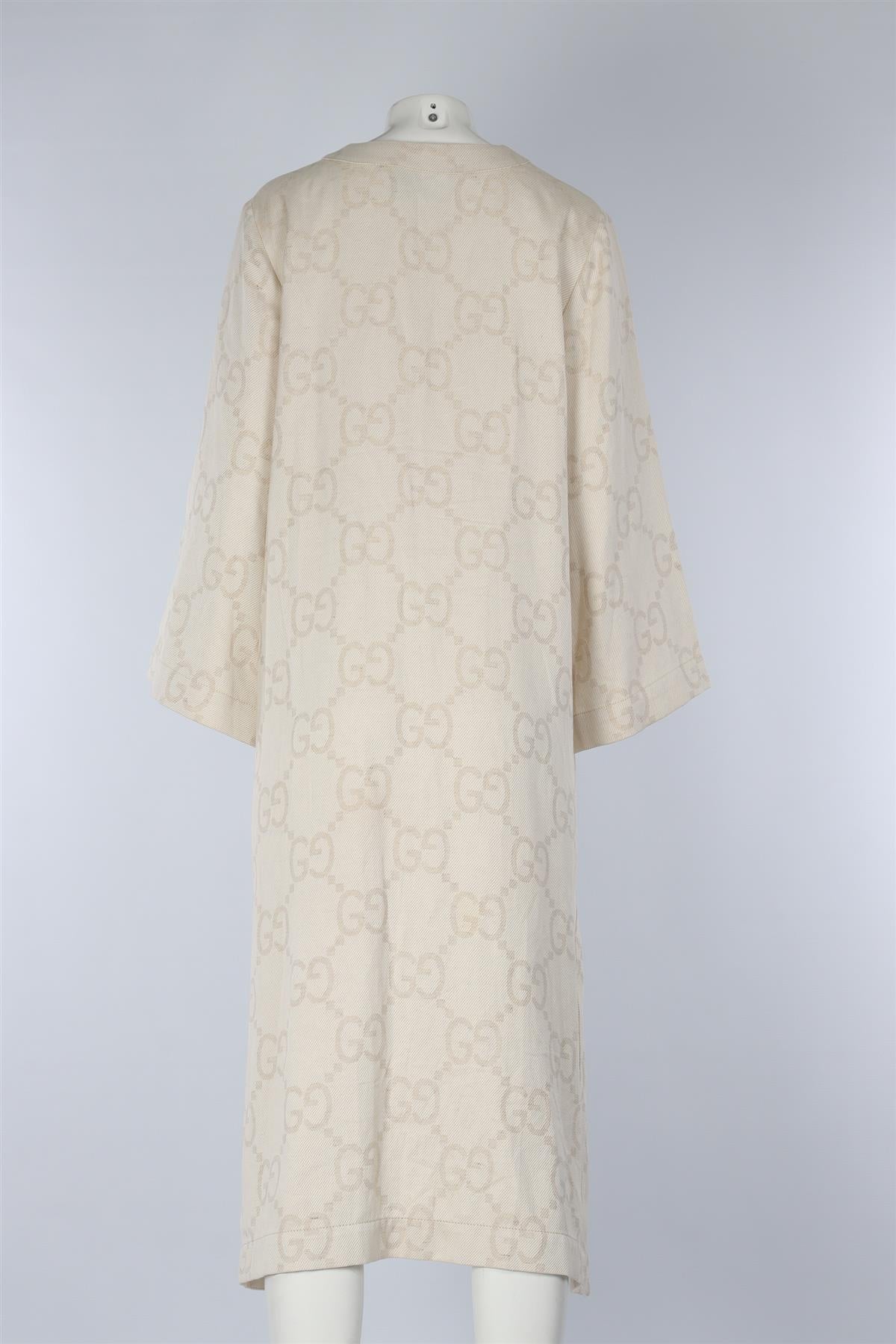 GUCCI CREAM GG COTTON MAXI DRESS IT 44 UK 12