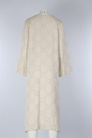 GUCCI CREAM GG COTTON MAXI DRESS IT 44 UK 12