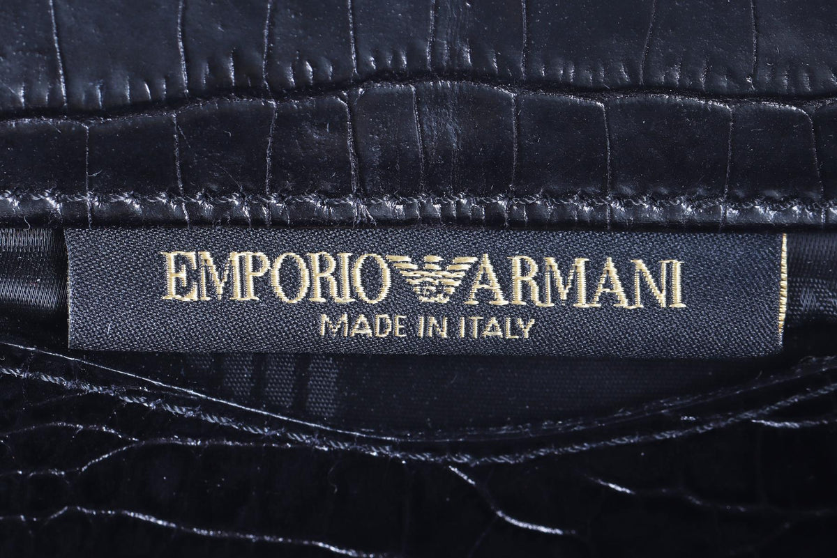 EMPORIO ARMANI BLACK LEATHER CLUTCH