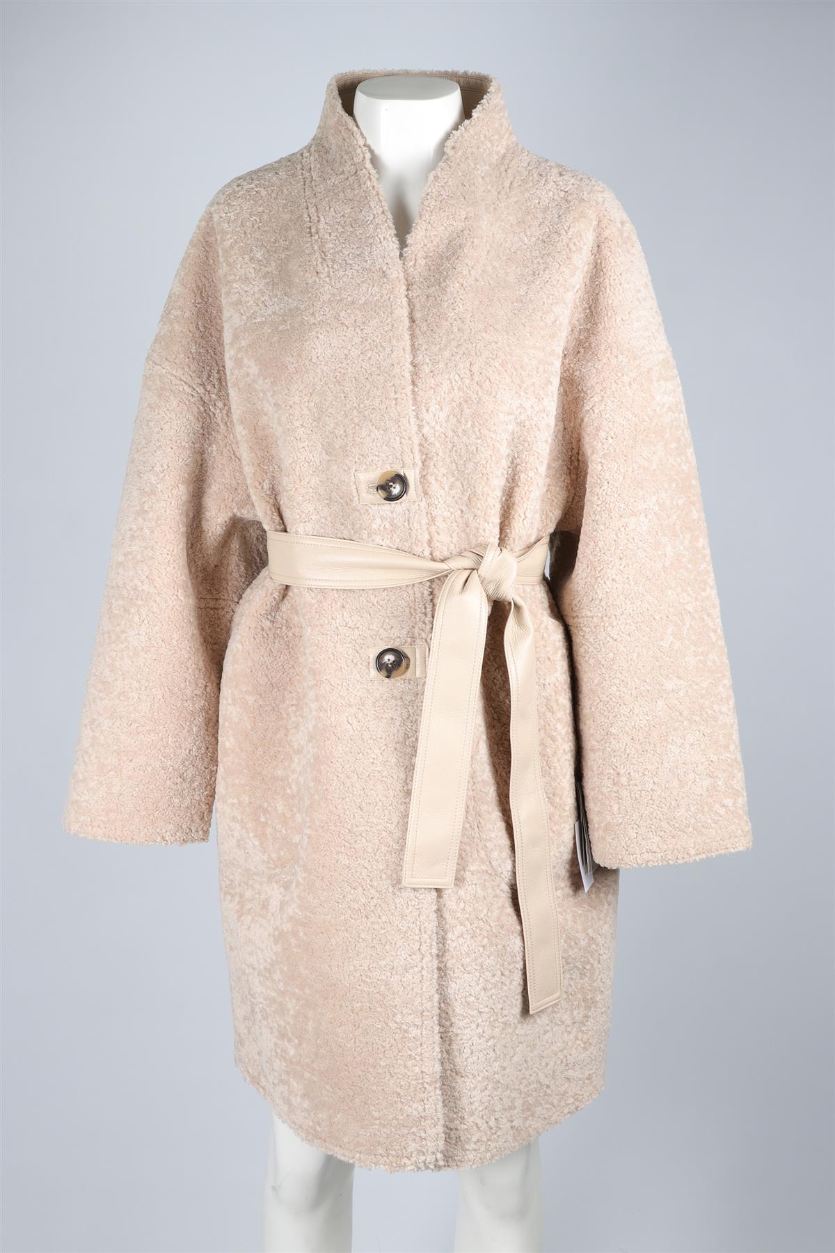 VANESSA BRUNO BEIGE FAUX SHEARLING COAT LARGE