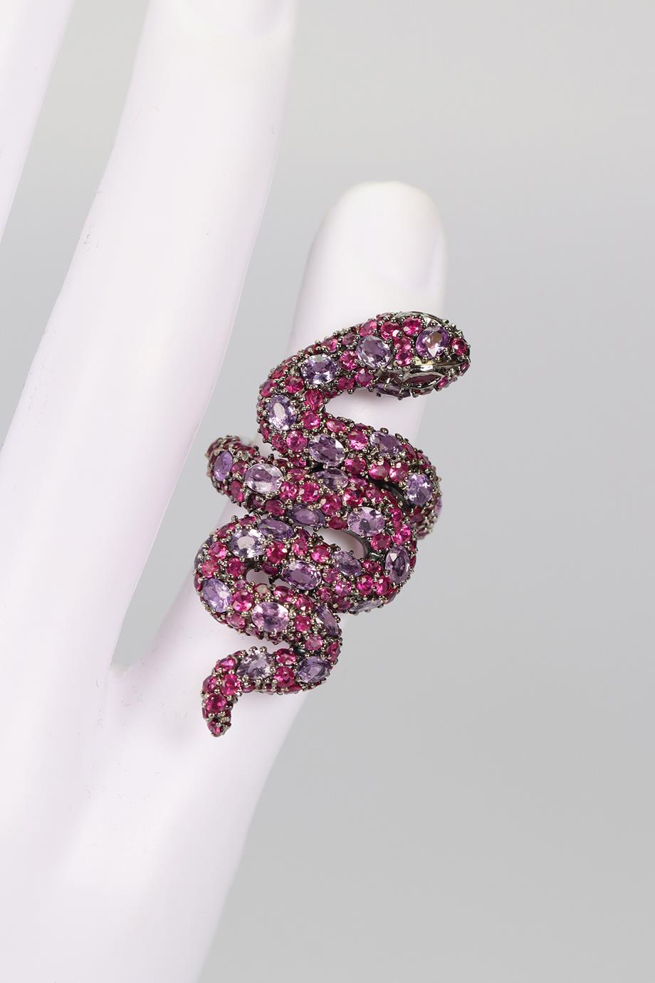LORRAINE SCHWARTZ 18K WHITE GOLD PINK SAPPHIRE AND RUBY RING
