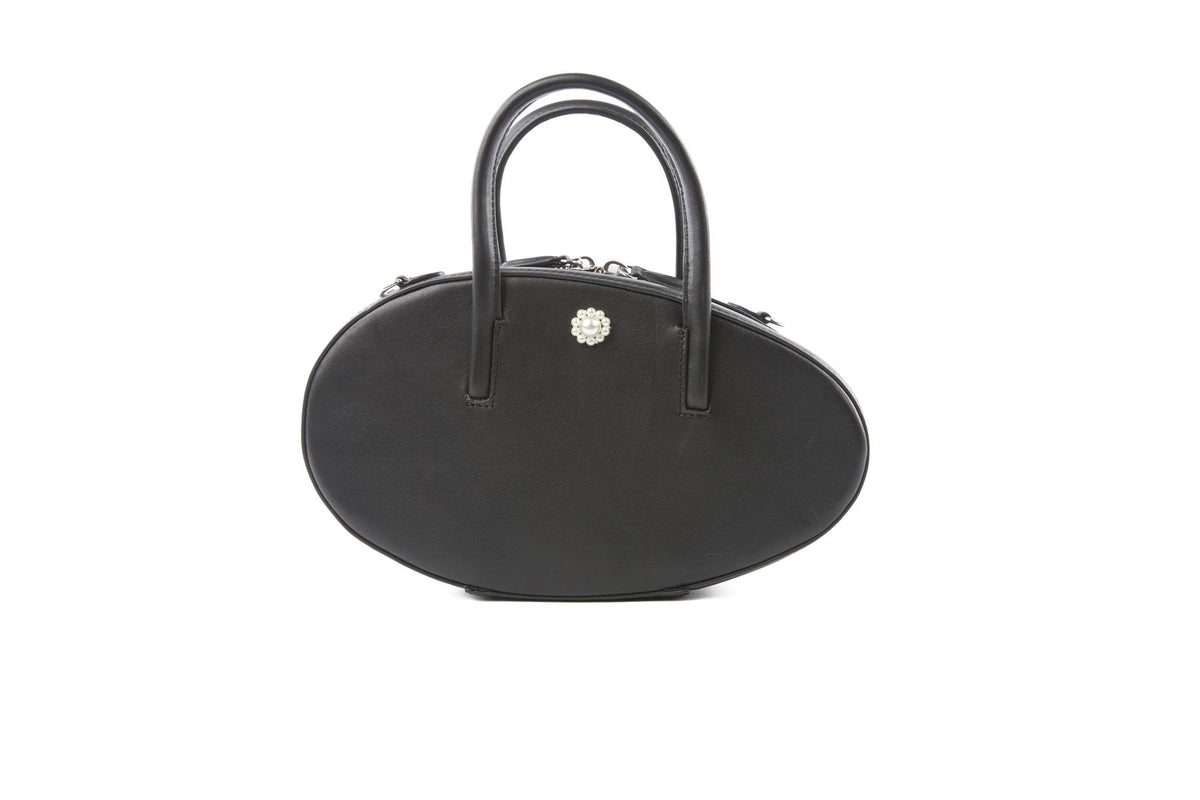 SIMONE ROCHA BLACK EGG CASE LEATHER TOTE BAG