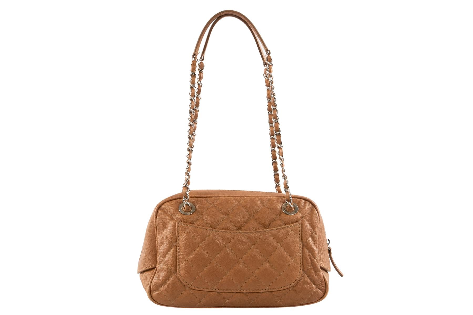 CHANEL TAN 2012-2013 CAVIAR LEATHER SHOULDER BAG