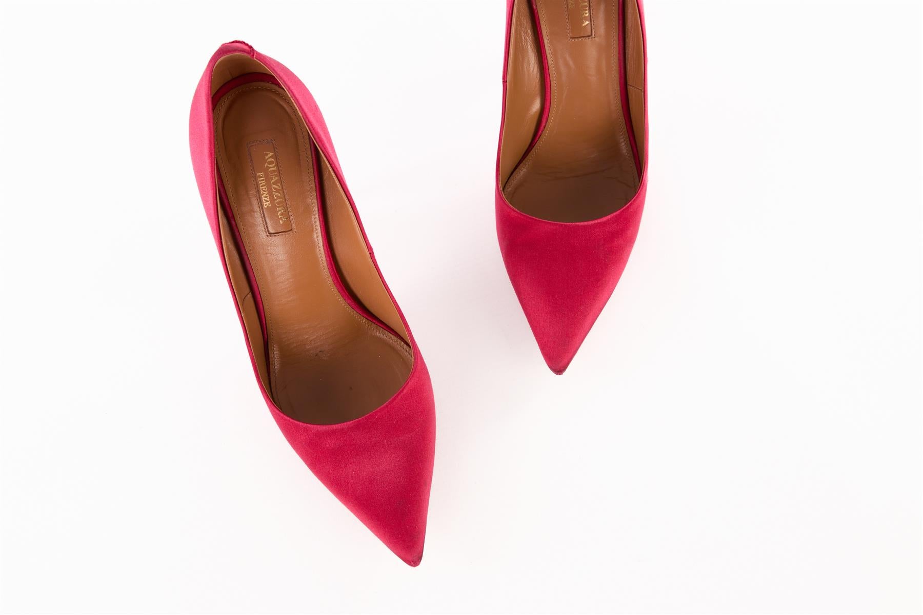 AQUAZZARA RED SATIN PUMPS EU 39 UK 6 US 9