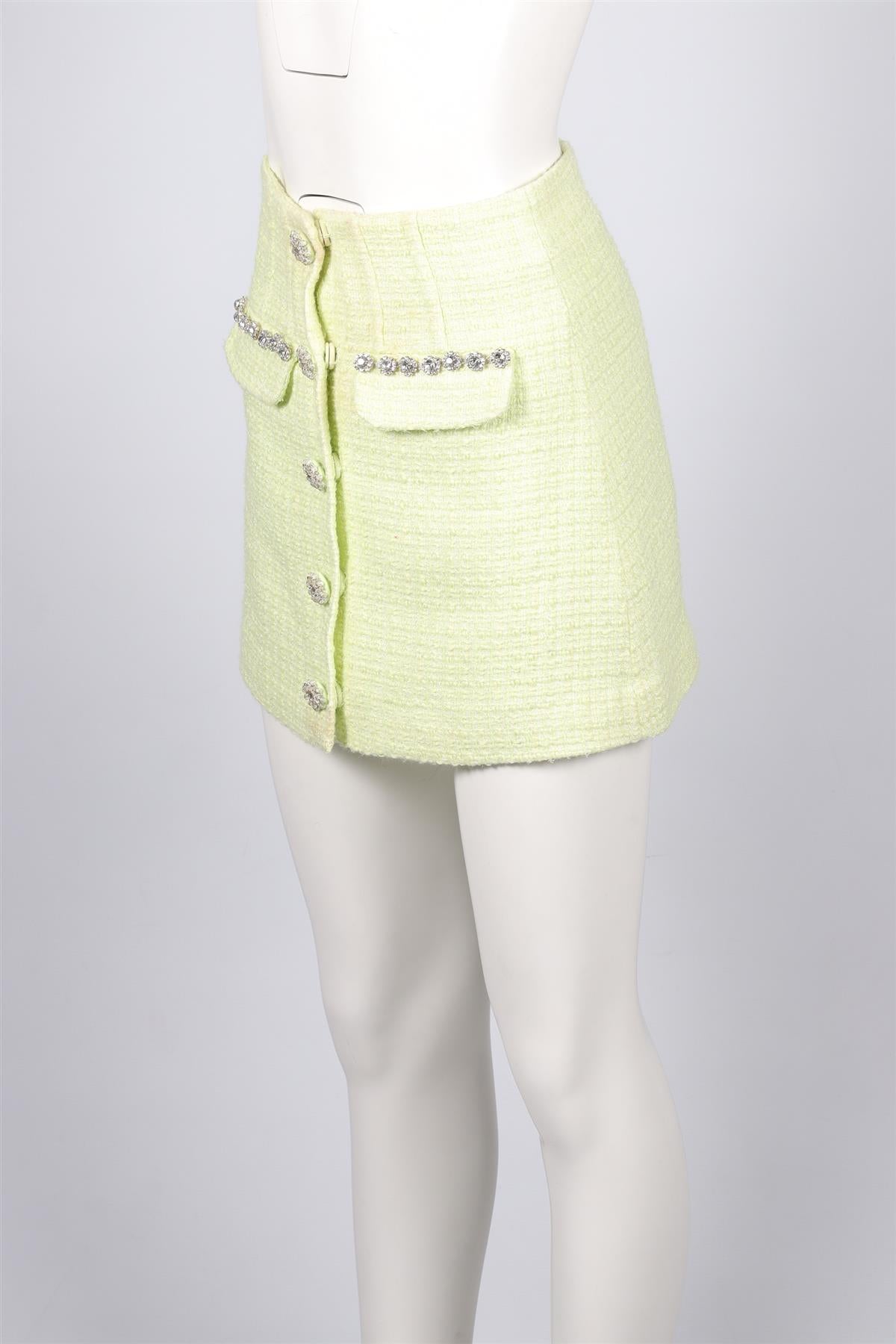 SELF-PORTRAIT GREEN TWEED MINI SKIRT UK 6