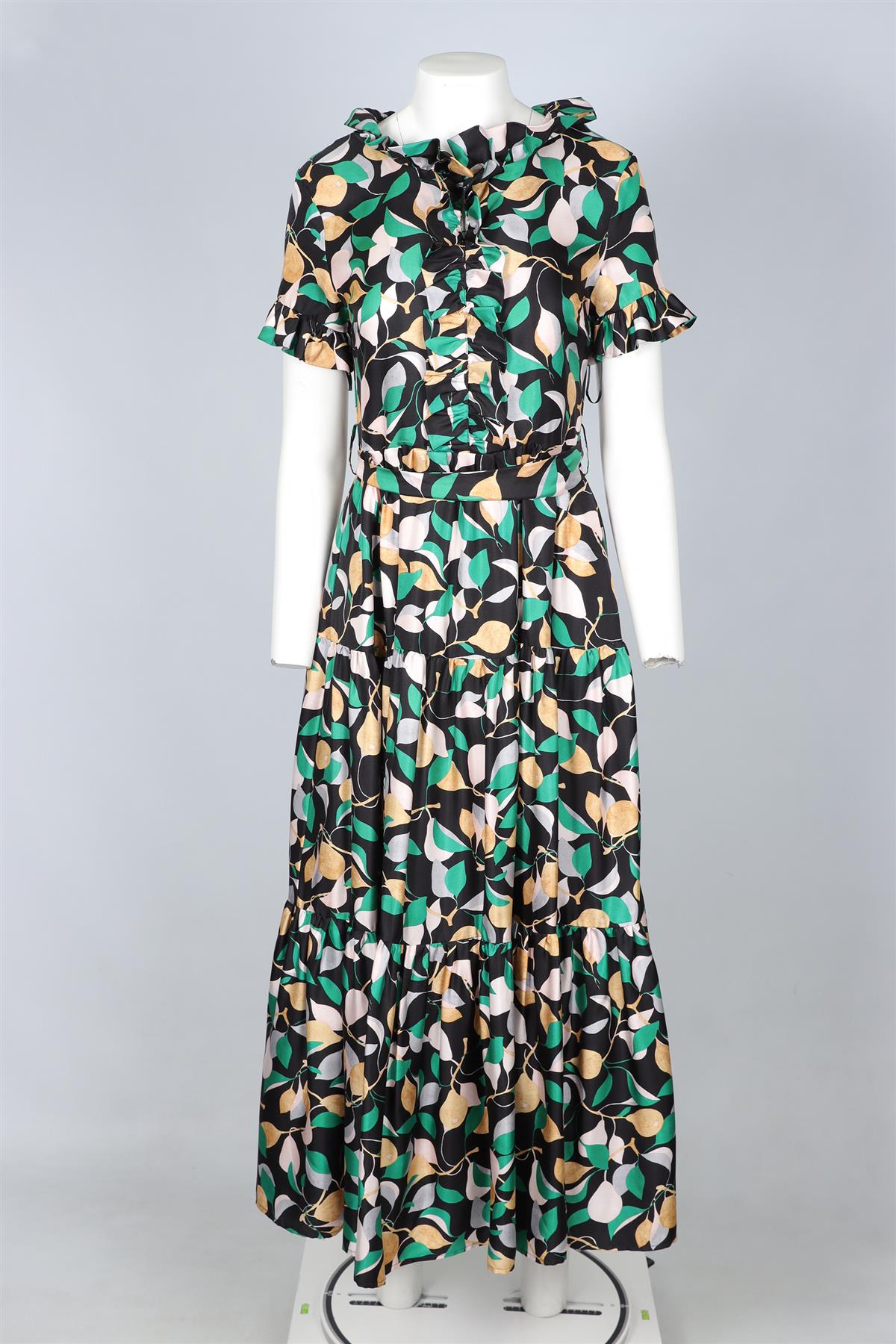 LA DOUBLEJ GREEN SILK MAXI DRESS XSMALL
