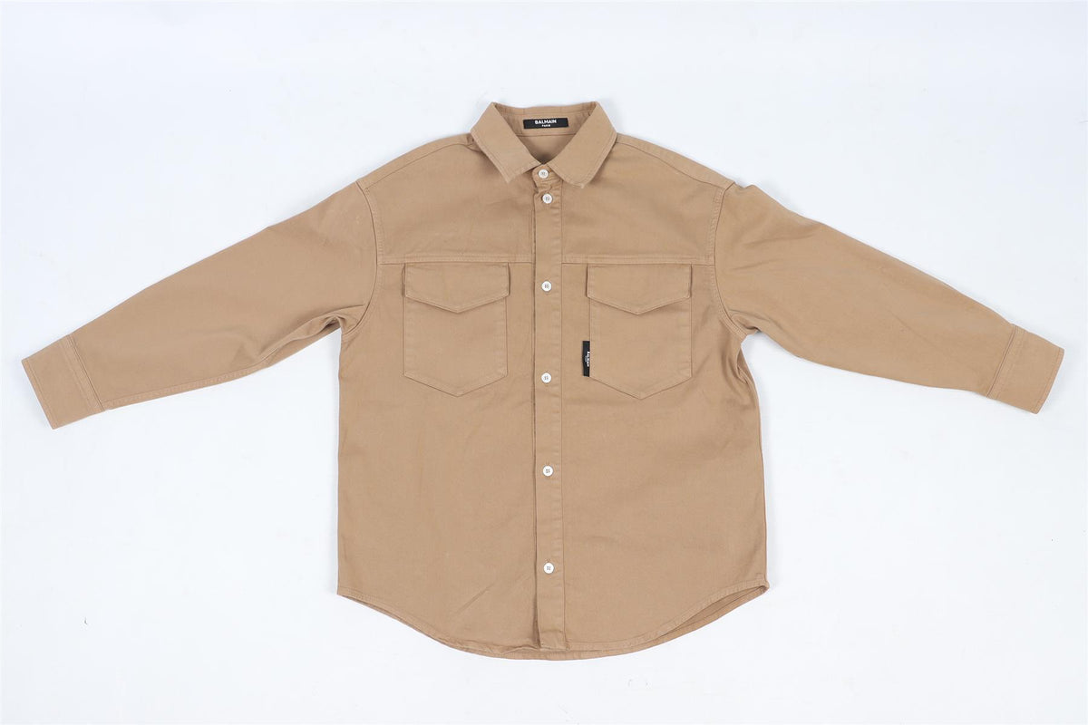 BALMAIN BROWN KIDS BOYS COTTON SHIRT 8 YEARS