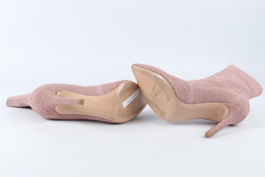 GIANVITO ROSSI PINK KNIT ANKLE BOOTS EU 38.5 UK 5.5 US 8.5