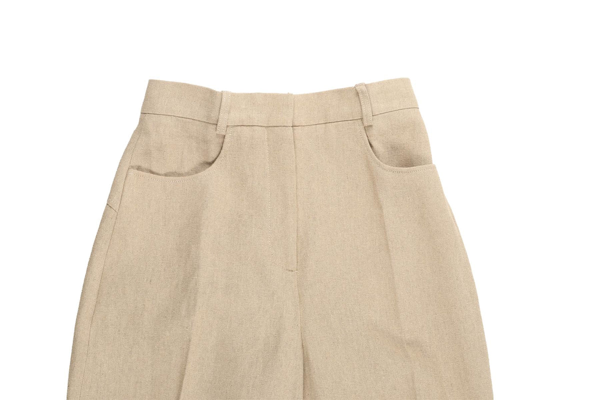 JACQUEMUS BEIGE LINEN STRAIGHT LEG PANTS FR 34 UK 6