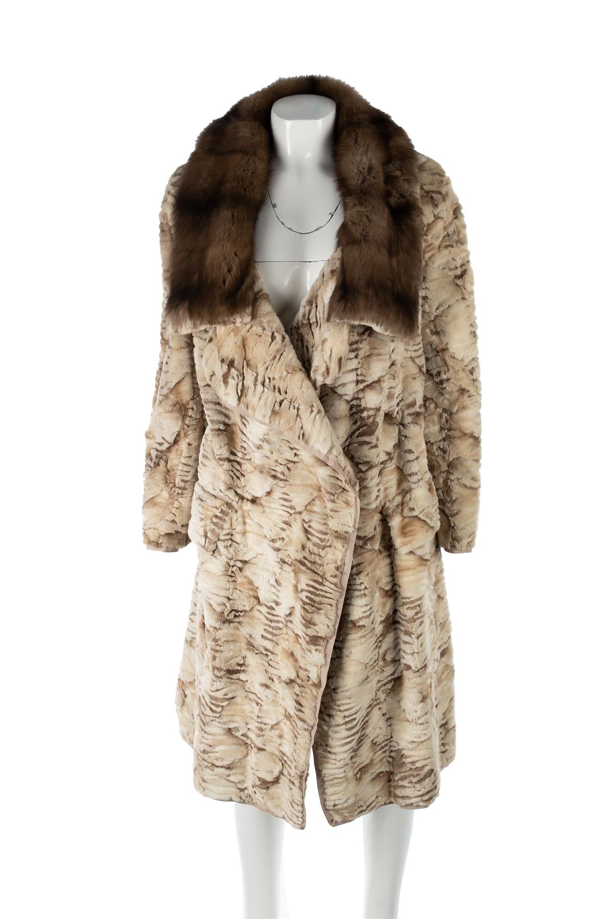 YVES SAINT LAURENT BEIGE VINTAGE FUR COAT FR 38 UK 10