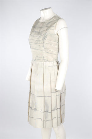 PRADA GREY SILK MIDI DRESS IT 42 UK 10
