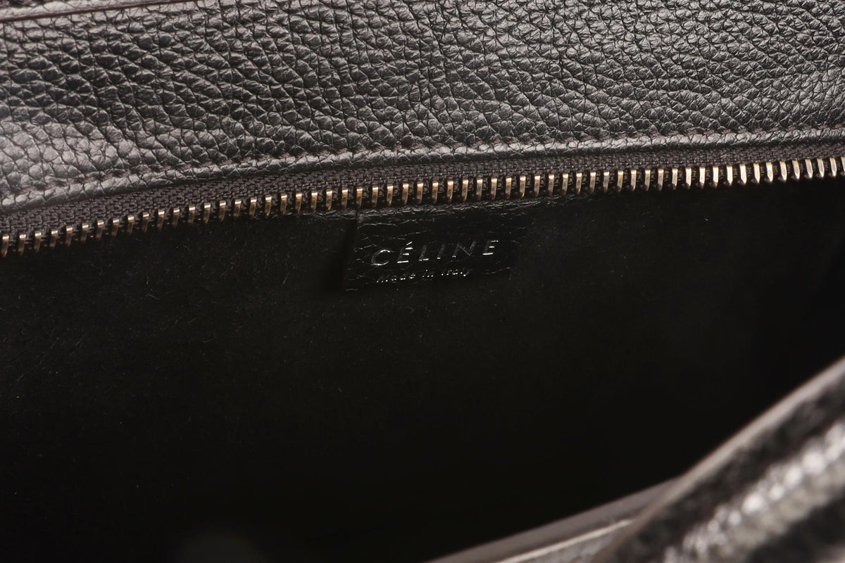 CELINE BLACK LUGGAGE NANO LEATHER TOTE BAG