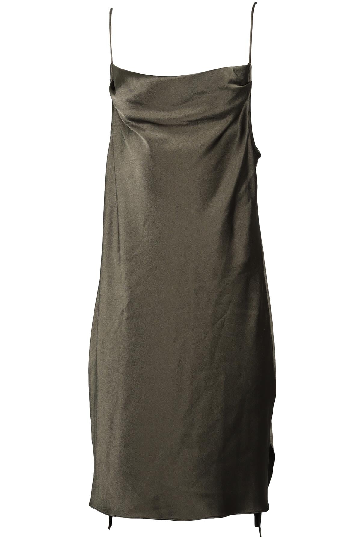 HALSTON HERITAGE GREEN SATIN MINI DRESS MEDIUM