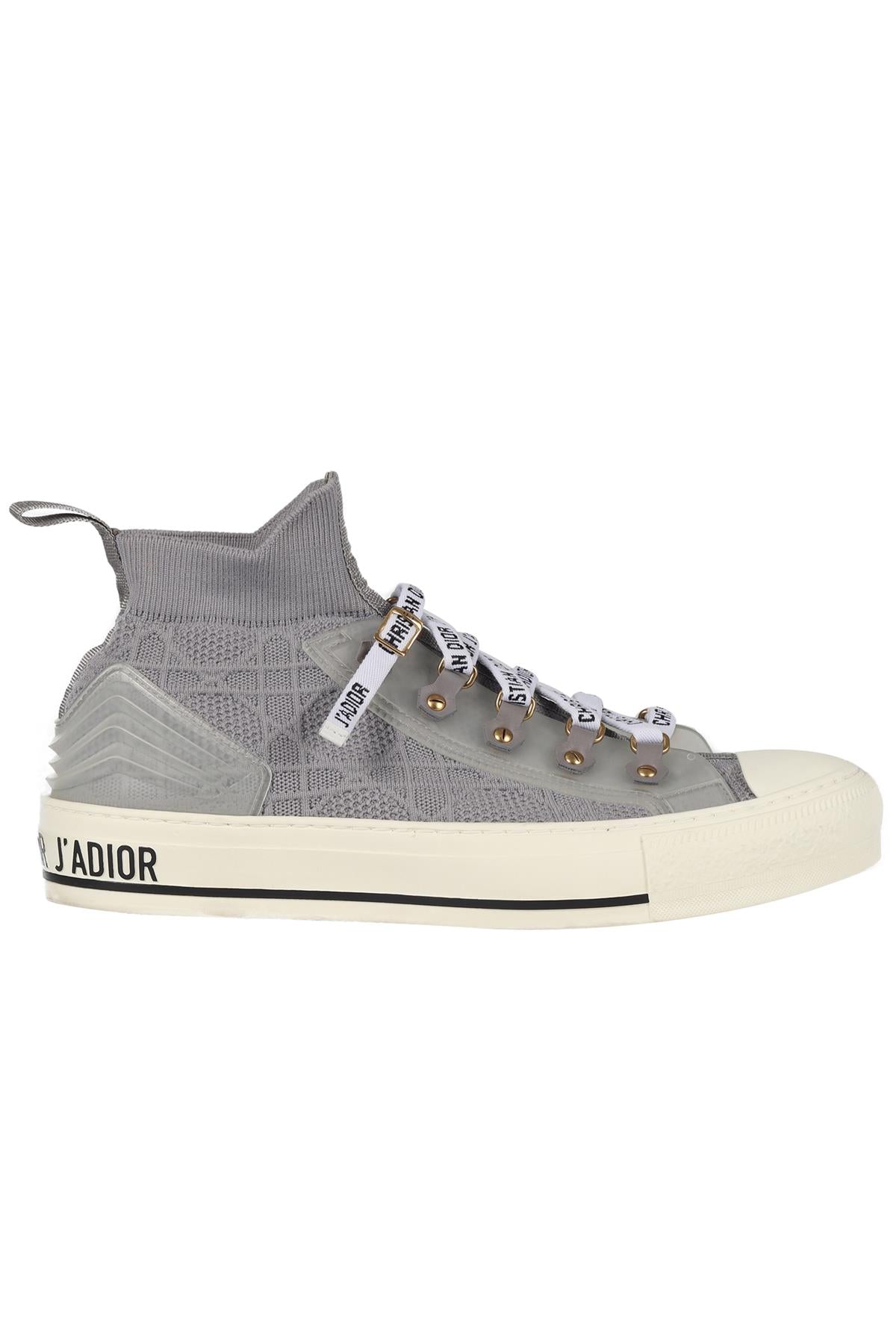 CHRISTIAN DIOR GREY WALK'N'DIOR MACROCANNAGE KNIT SNEAKERS EU 38.5 UK 5.5 US 8.5