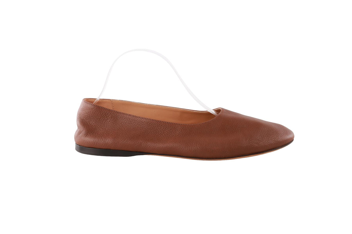 THE ROW BROWN LEATHER BALLET FLATS EU 39 UK 6 US 9