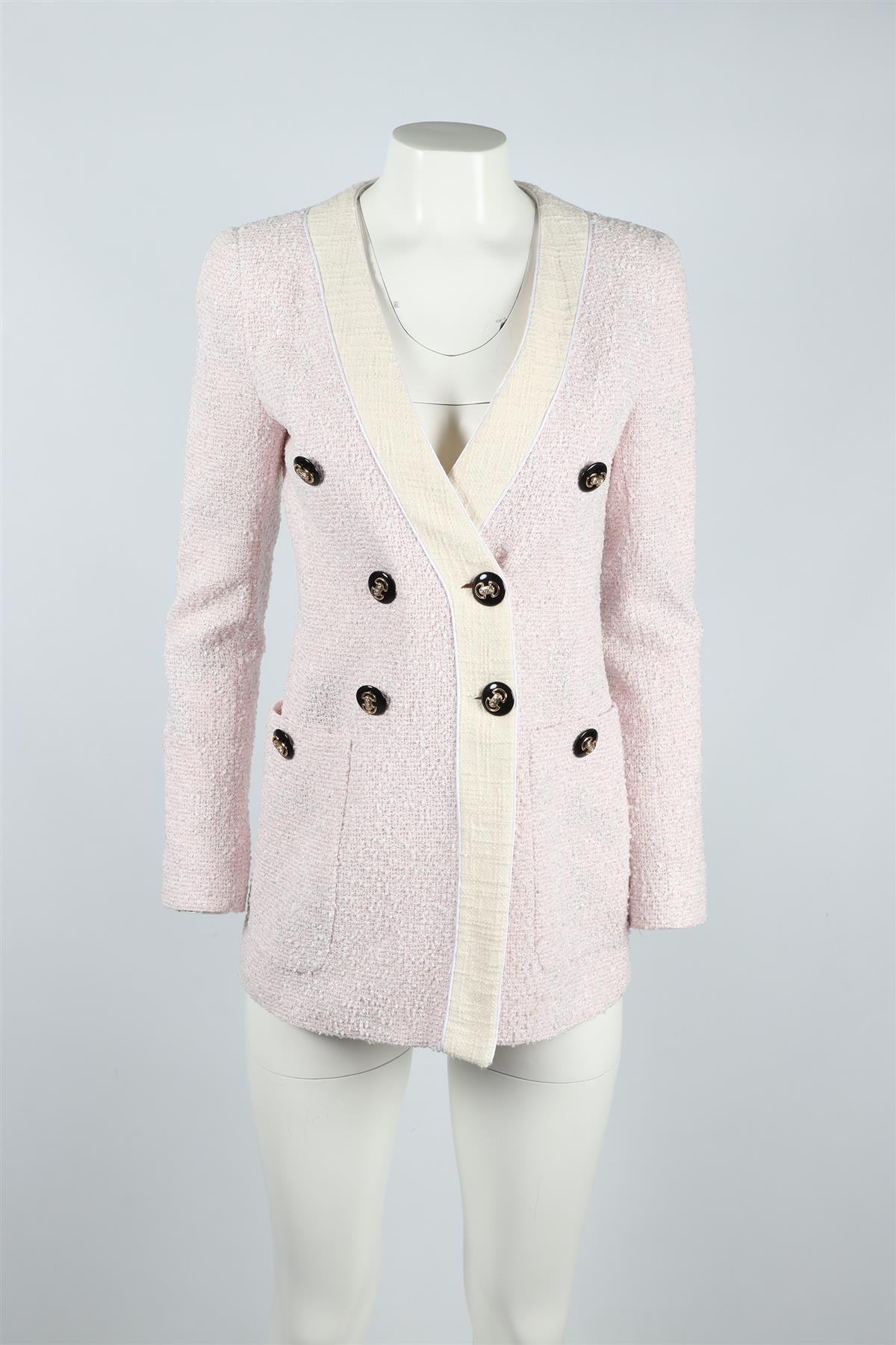 ALESSANDRA RICH PINK TWEED COTTON BLEND BLAZER IT 38 UK 6