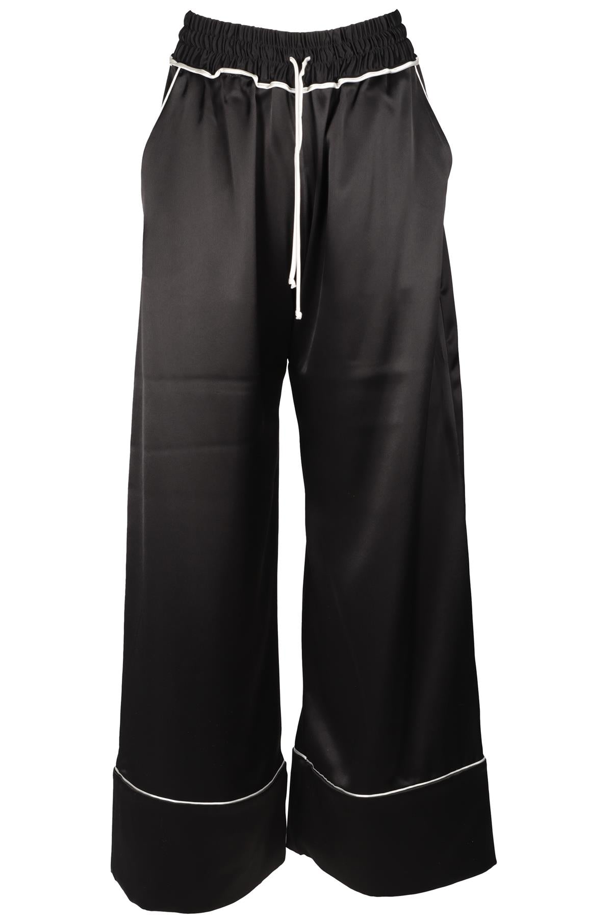 OFF-WHITE BLACK SATIN WIDE LEG PANTS IT 38 UK 6
