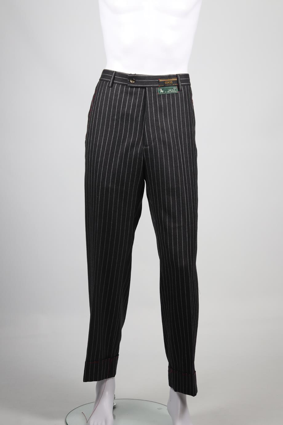 GUCCI MEN'S STRIPED WOOL BLEND STRAIGHT LEG PANTS IT 50 UK/US WAIST 34