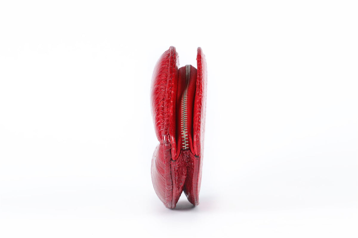 LULU GUINNESS RED LIPS SNAKESKIN CLUTCH