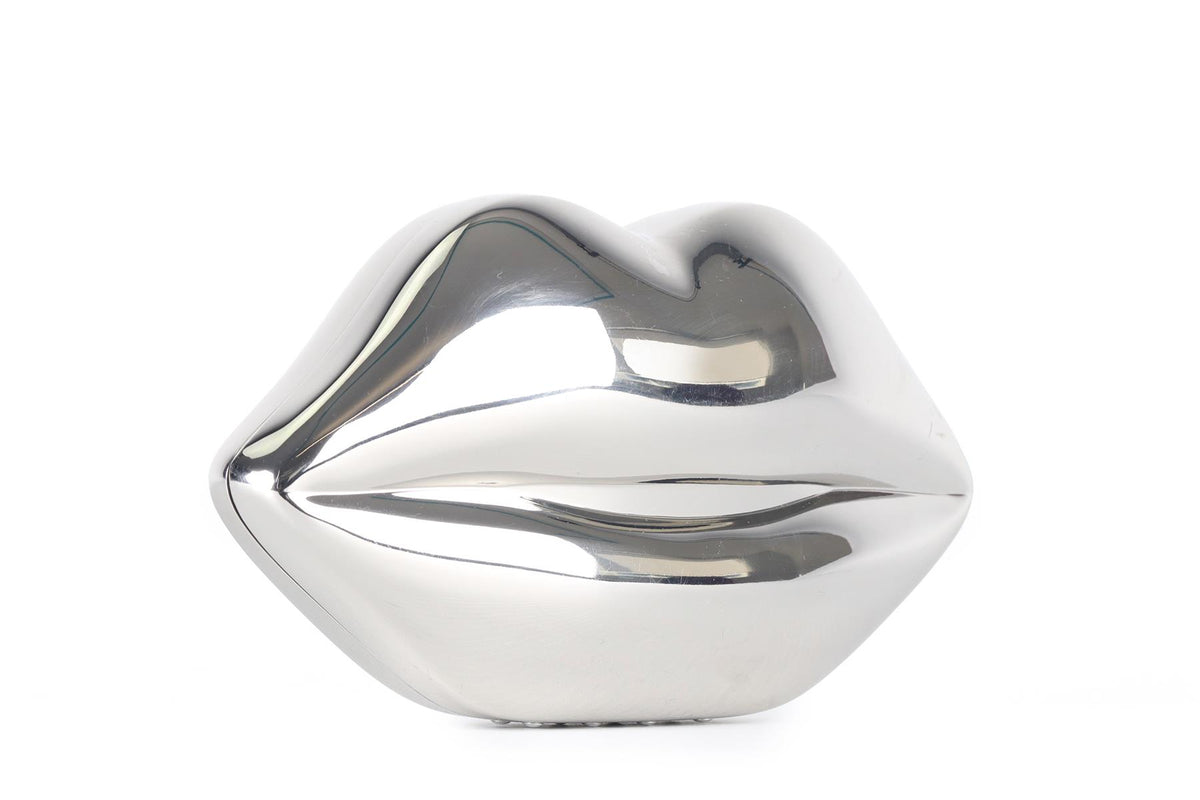LULU GUINNESS SILVER LIPS CLUTCH