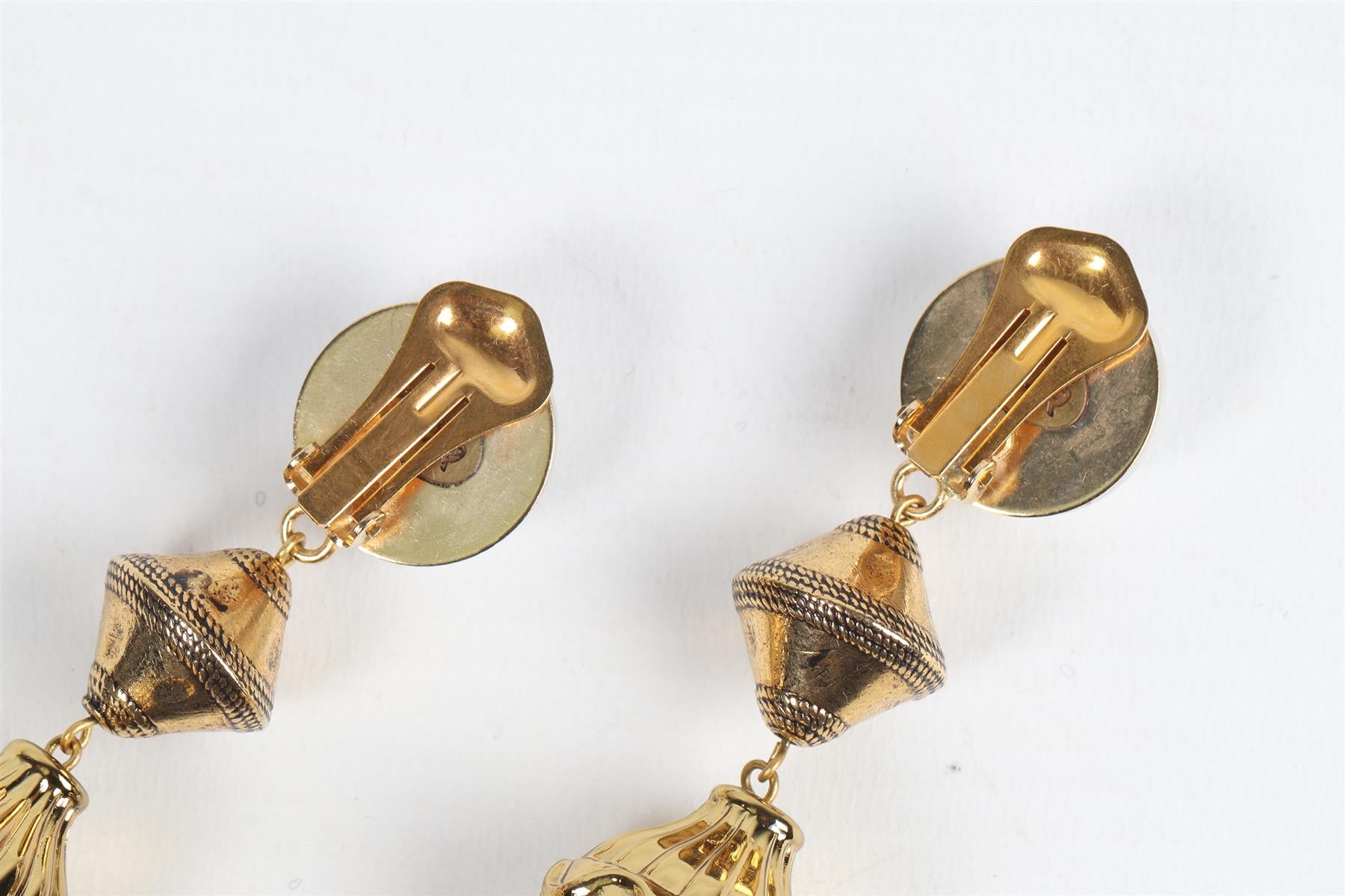 ALESSANDRA RICH GOLD TONE AND FAUX PEARL CLIP EARRINGS