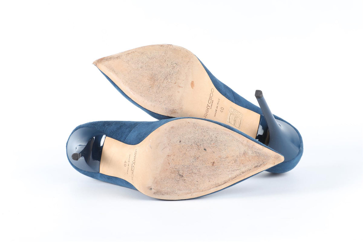 JIMMY CHOO BLUE SUEDE PUMPS EU 40 UK 7 US 10