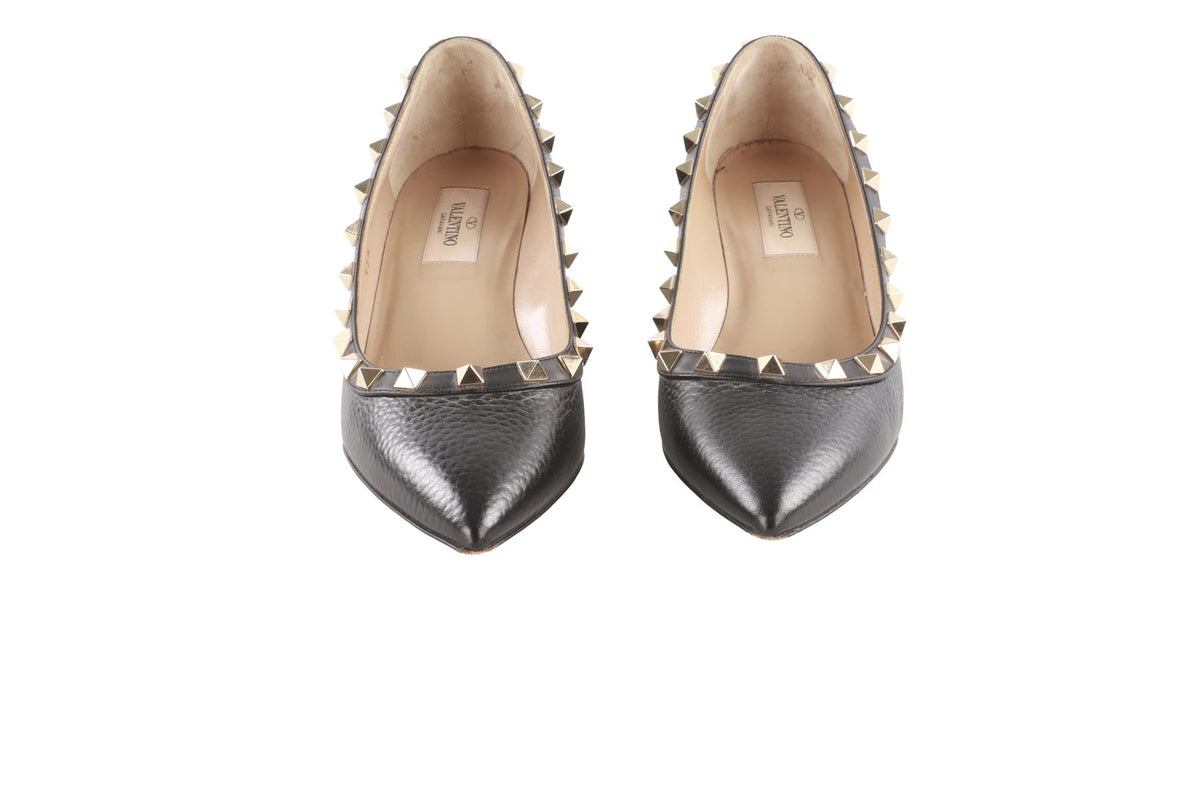 VALENTINO GARAVANI BLACK LEATHER WEDGE PUMPS EU 35 UK 2 US 5