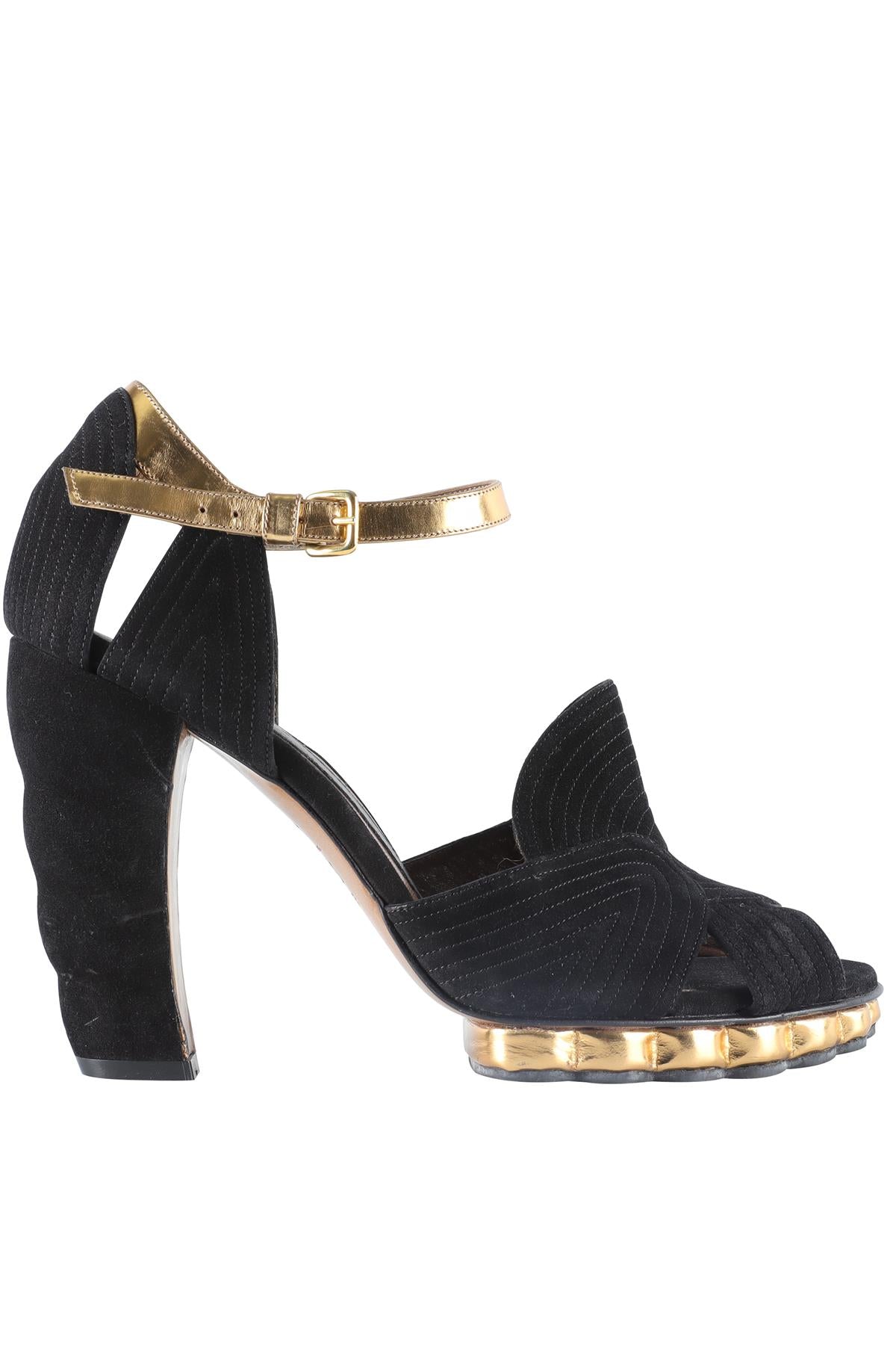 MARNI BLACK SUEDE SANDALS EU 40 UK 7 US 10