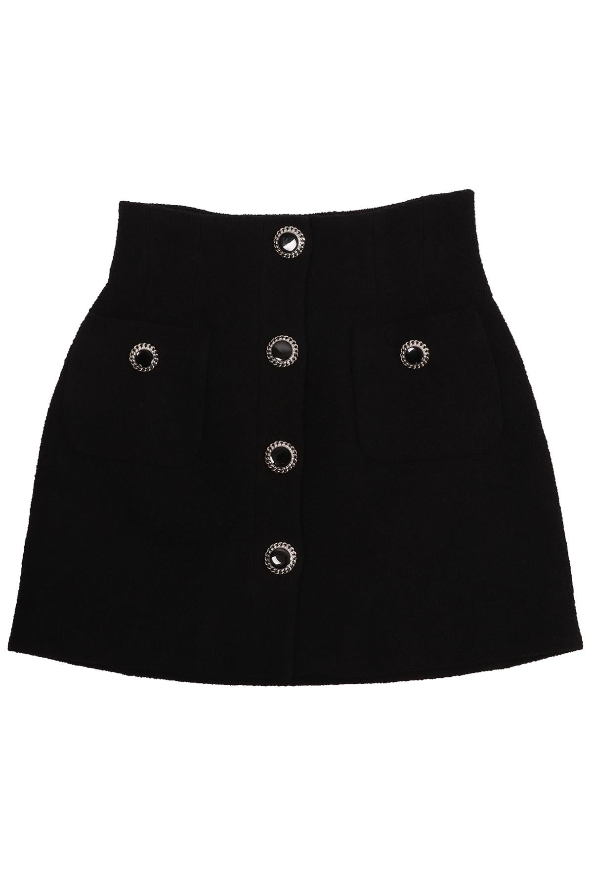 ALESSANDRA RICH BLACK WOOL MINI SKIRT IT 36 UK 4