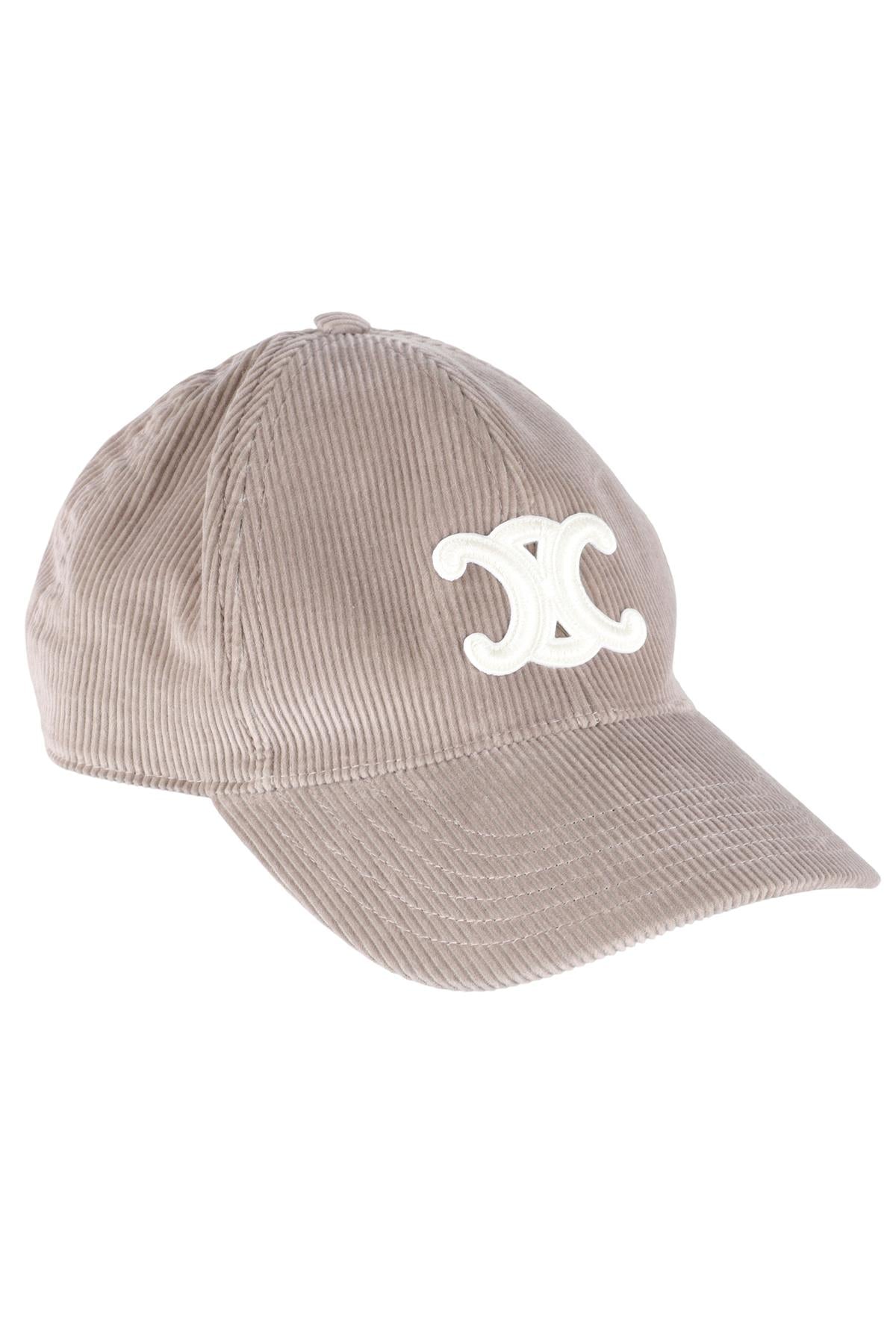 CELINE GREY TRIOMPHE CORDUROY BASEBALL CAP ONE SIZE