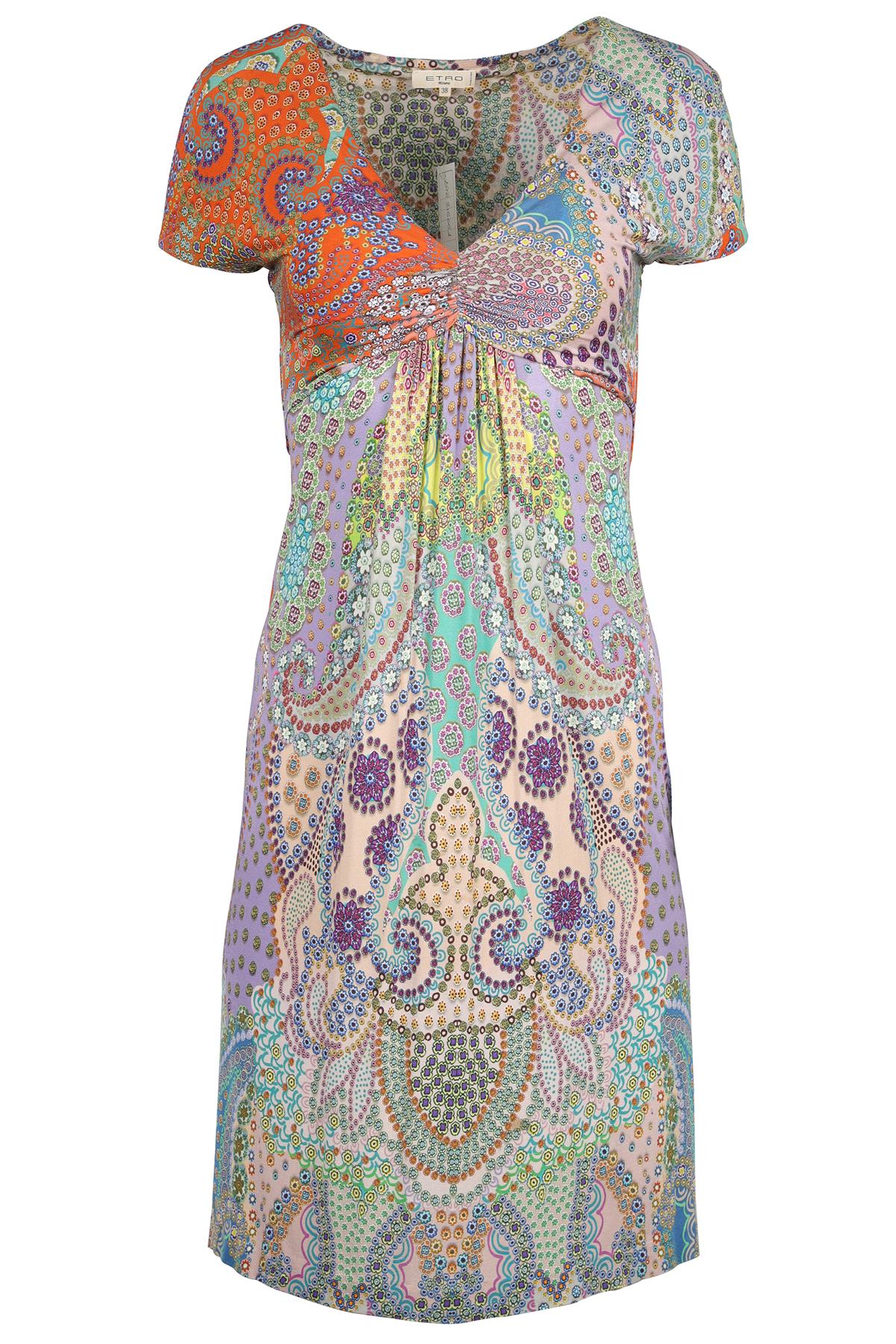 ETRO MULTI SILK MINI DRESS IT 38 UK 6