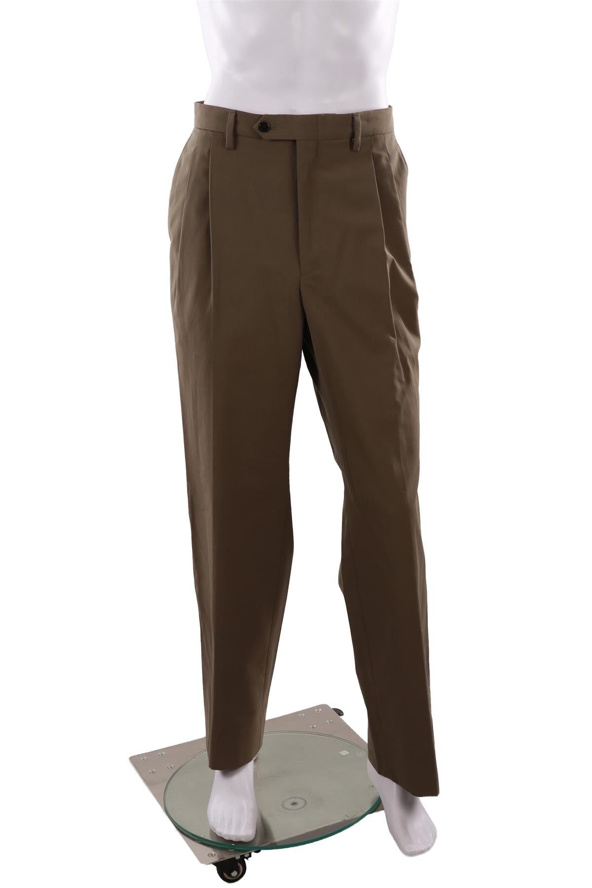 KHAKI MEN'S WOOL STRAIGHT LEG PANTS
