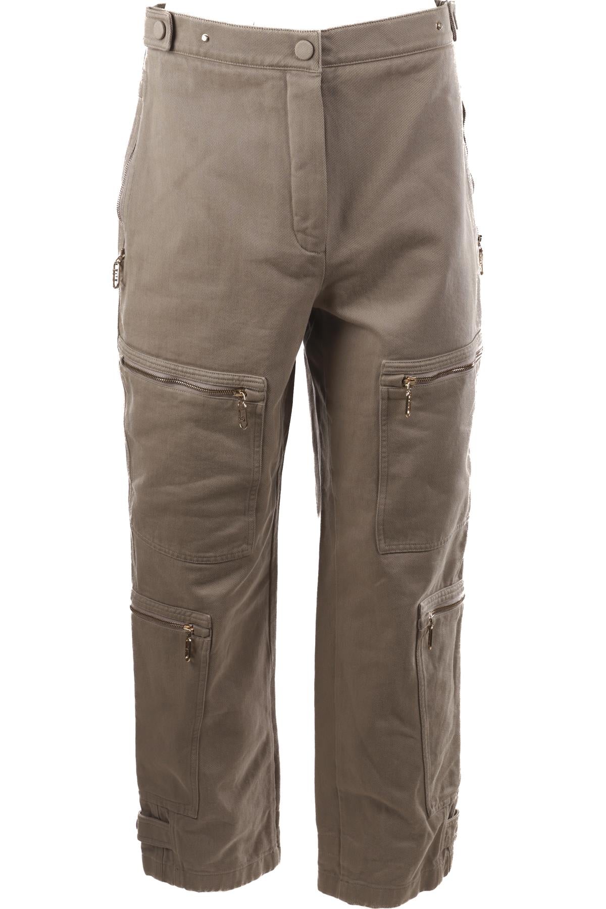 FENDI GREY COTTON CARGO PANTS IT 40 UK 8
