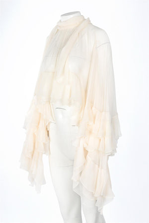 CHLOÉ CREAM SILK TOP FR 36 UK 8
