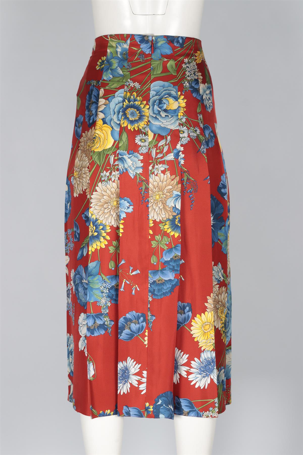 GUCCI RED SILK MIDI SKIRT IT 44 UK 12